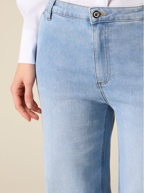 Oltre Oltre Jeansy P460R008887N004 Turkusowy Flare Fit