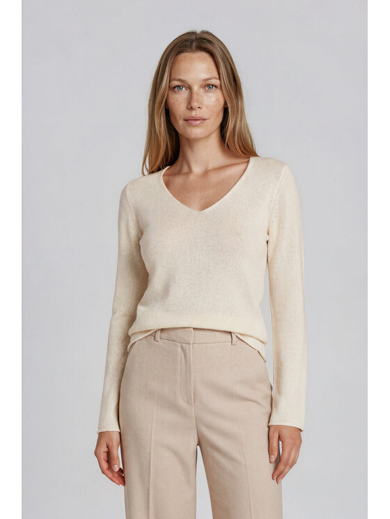 Fobya Fobya Bluzka F3035 Kremowy Basic Fit