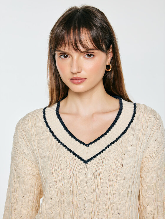 BIG STAR BIG STAR Sweter CALIA Kremowy Comfort Fit