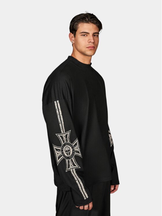 MADE BY SOCIETY MADE BY SOCIETY Longsleeve Saintless Long Sleeve - T17757 Czarny Basic Fit