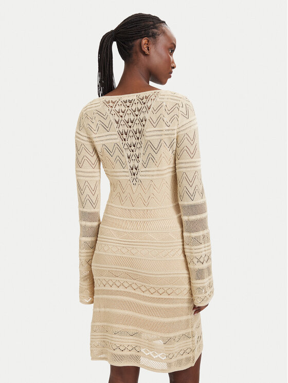 Guess Guess Trikotažinė suknelė W5GK48 Z3E22 Smėlio Slim Fit