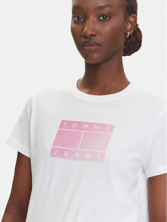 Tommy Jeans Tommy Jeans T-krekls Gradient Flag DW0DW20905 Balts Regular Fit