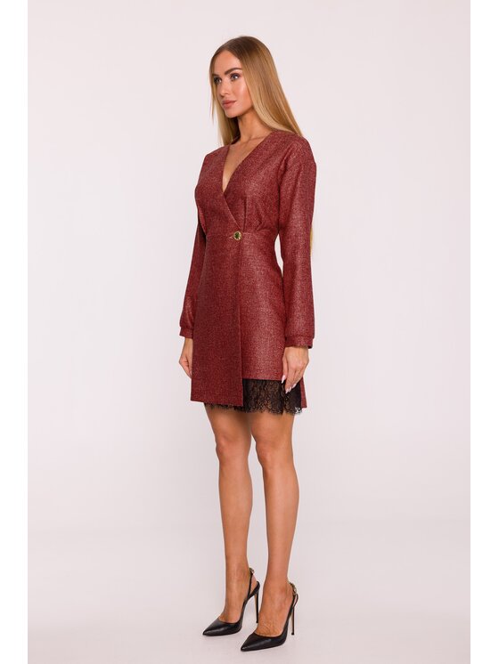 Made of Emotion Made of Emotion Sukienka wieczorowa M871 Bordowy Modern Slim Fit