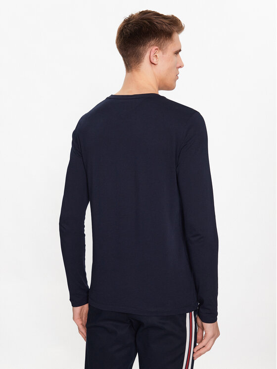 Tommy Hilfiger Tommy Hilfiger Тениска с дълъг ръкав Monotype Chest Stripe MW0MW32366 Тъмносин Slim Fit