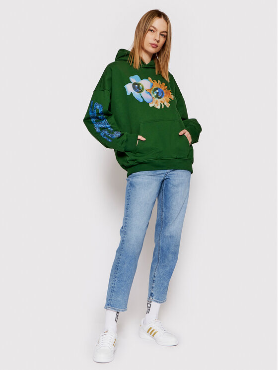 Felpa Unisex Flower Globe Verde Regular Fit