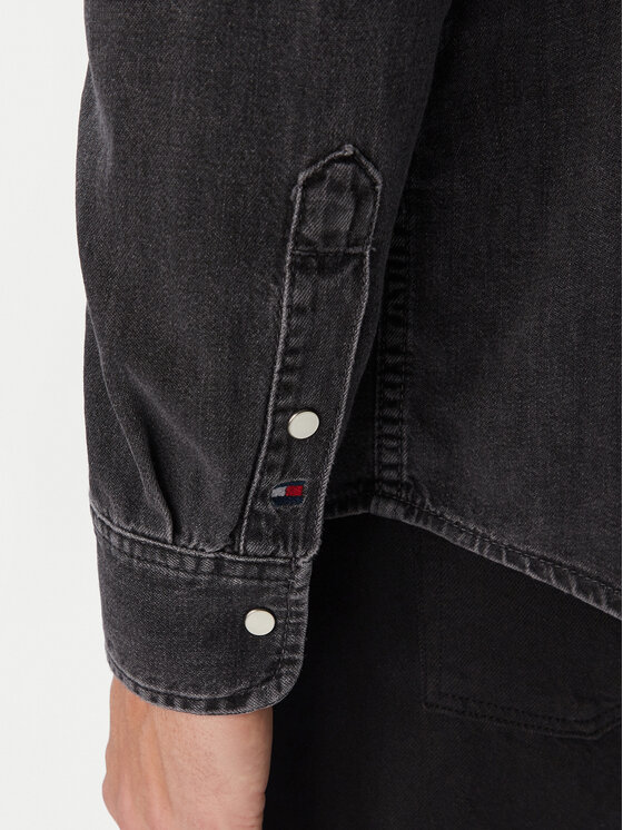 Tommy Hilfiger Tommy Hilfiger Jeanshemd Western MW0MW44982 Dunkelgrau Regular Fit