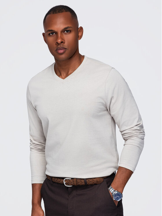 Ombre Ombre S dlouhým rukávem OM-LSBL-0143 Světle béžová Regular Fit