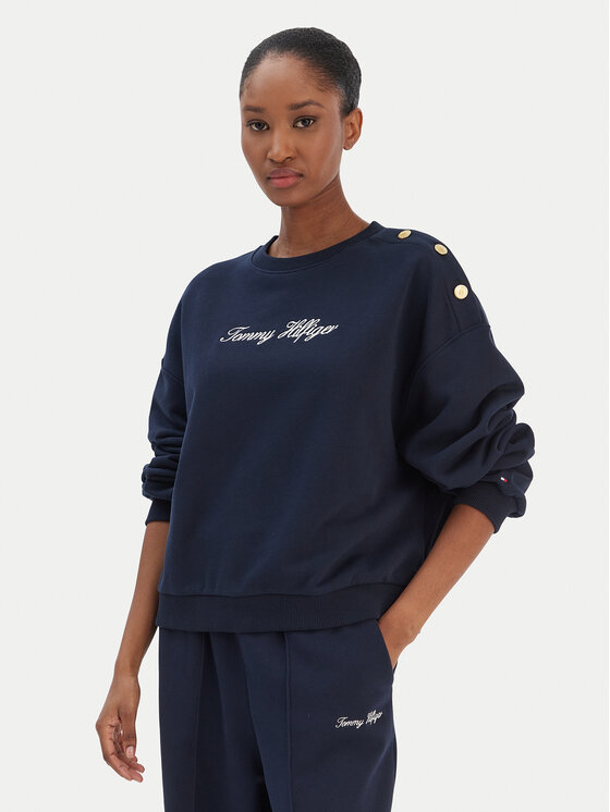 Tommy Hilfiger Tommy Hilfiger Mikina Script WW0WW48783 Tmavomodrá Relaxed Fit