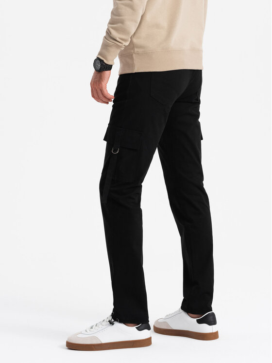 Ombre Ombre Kalhoty z materiálu OM-PACG-0197 Černá Regular Fit