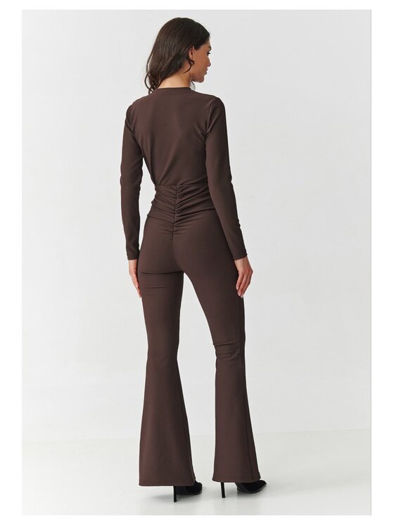 Makadamia Makadamia Komplet bluzka i spodnie M893 Brązowy Slim Fit