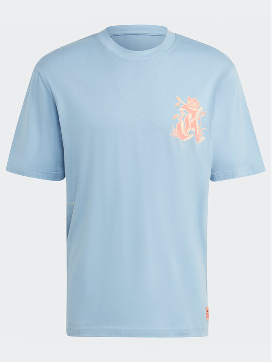 adidas adidas T-krekls Graphic Glide T-Shirt IC5750 Gaiši zils Loose Fit
