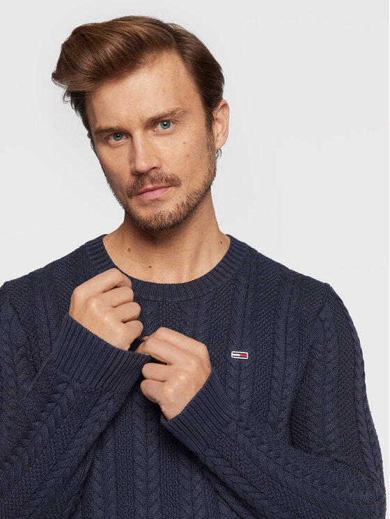 Tommy Jeans Tommy Jeans Sveter Cable DM0DM15059 Tmavomodrá Regular Fit