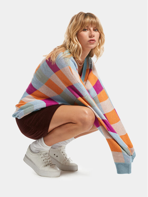 Roxy Roxy Cardigan Small Slow Chec Swtr ERJSW03578 Albastru Regular Fit