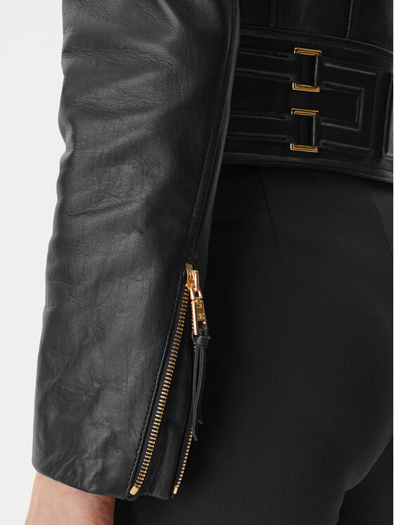 Elisabetta Franchi Elisabetta Franchi Шкіряна куртка GD-57Z-61E2-V1490 Чорний Regular Fit
