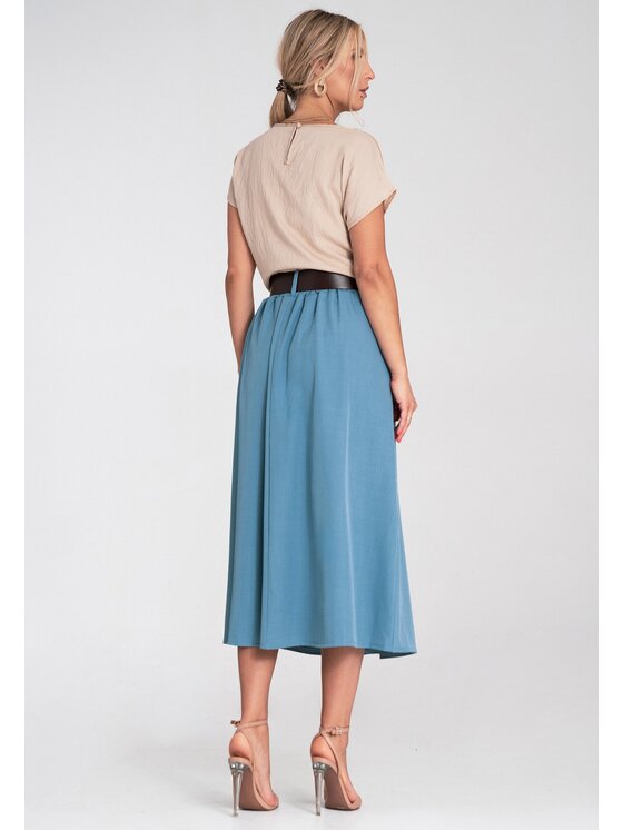 FIGL FIGL Spódnica midi M1201 Niebieski Flared Fit