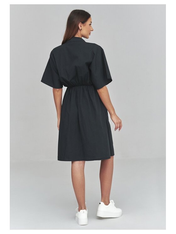 Makadamia Makadamia Sukienka codzienna C62 Czarny Loose Fit
