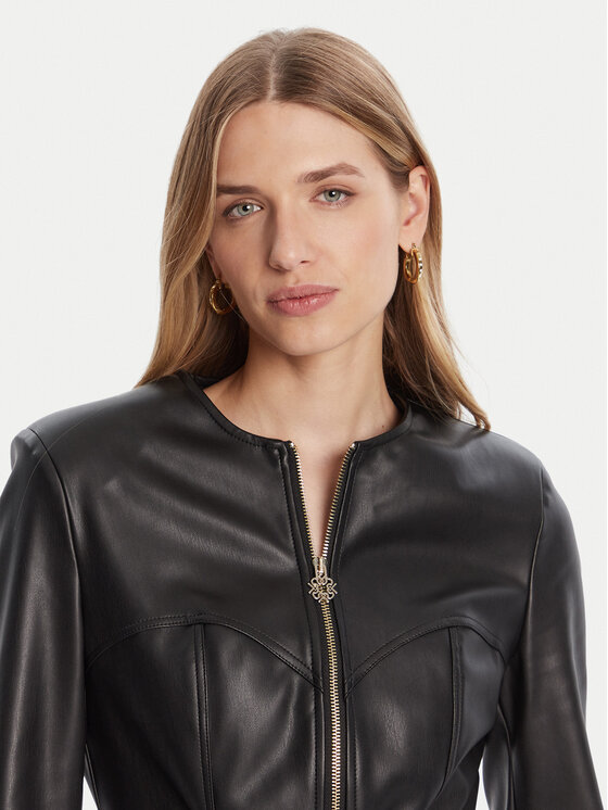 Rinascimento Rinascimento Jacke aus Kunstleder CFC0125192003 Schwarz Slim Fit