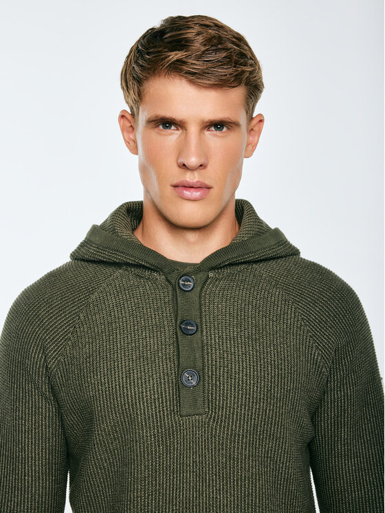 BIG STAR BIG STAR Sweter CARLSON Zielony Basic Fit