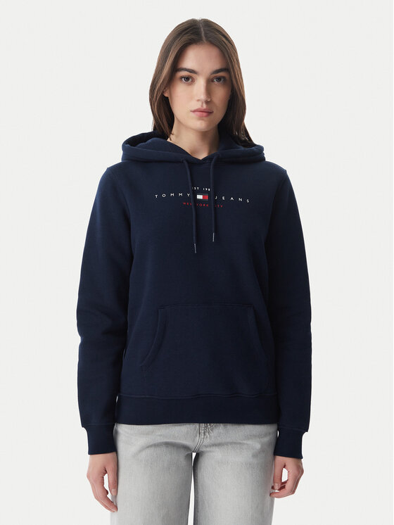 Tommy Jeans Pulóver Linear DW0DW23485 Sötétkék Regular Fit