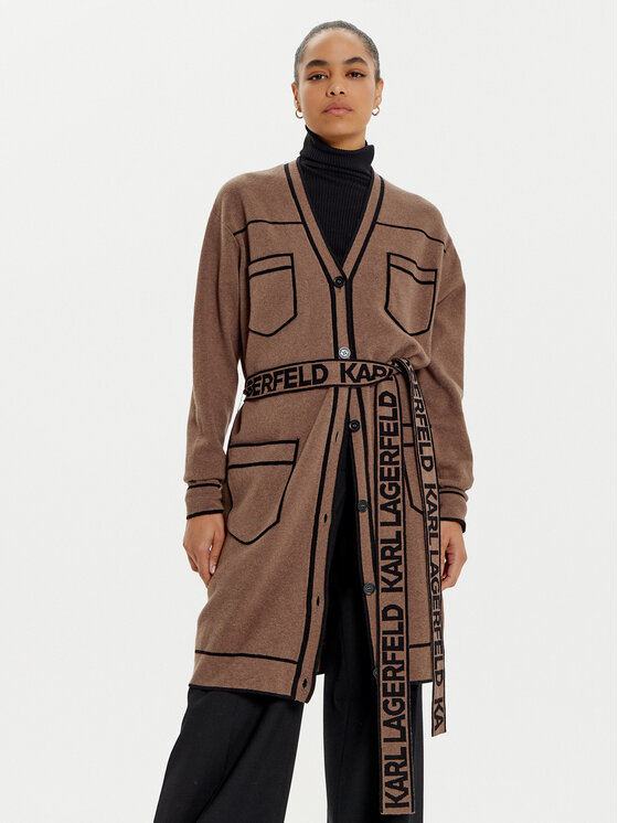 KARL LAGERFELD KARL LAGERFELD Strickjacke 240W2020 Beige Regular Fit