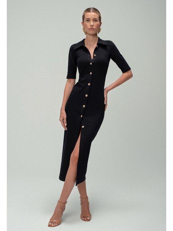sax35th sax35th Sukienka dzianinowa VERA Czarny Slim Fit