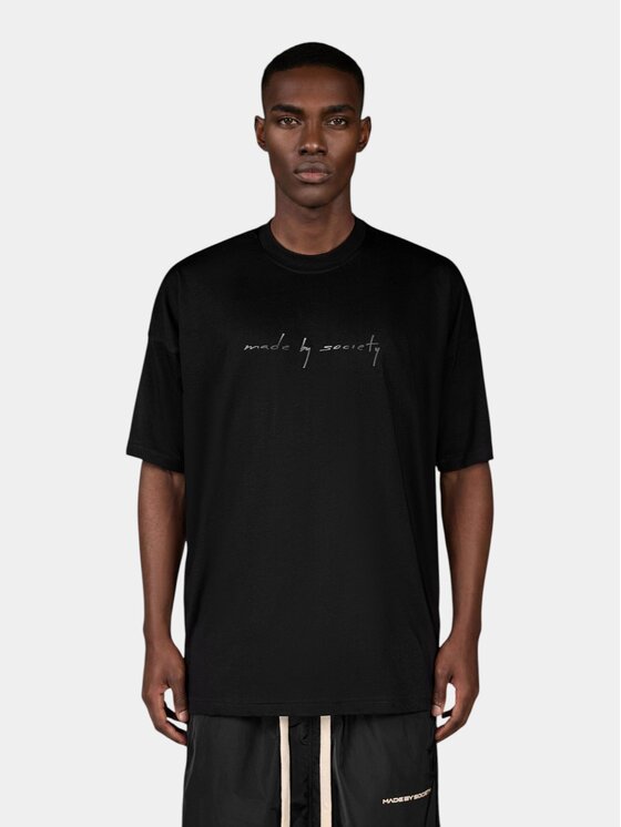 MADE BY SOCIETY MADE BY SOCIETY T-Shirt Tricou URBAN - T17145 Czarny Basic Fit