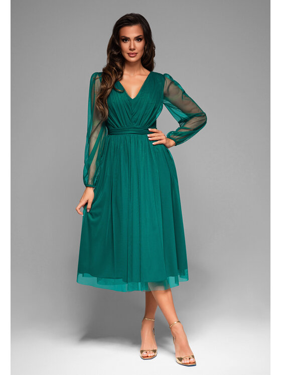 Ombre Ombre Sukienka koktajlowa LA-OM-DLR007 Zielony Regular Fit