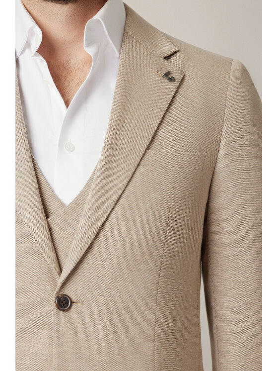 Lancerto Lancerto Marynarka Offida MA131225000006 Beżowy Slim Fit