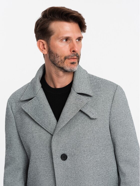 Ombre Ombre Płaszcz OM-COWC-0108 Szary Regular Fit