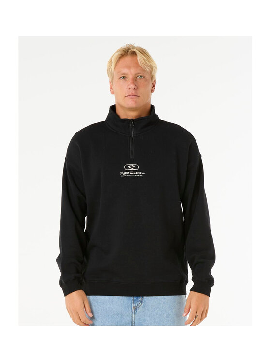 Rip Curl Rip Curl Bluza Pill Icon 1/4 Zip Crew Czarny Relaxed Fit