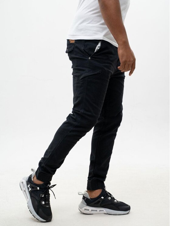MyStars MyStars Spodnie materiałowe Joggery Klasyczne 6 kieszeni 30 Czarny Regular Fit