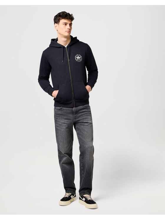 Wrangler Wrangler Bluza GRAPHIC ZIP HOODIE Czarny Regular Fit