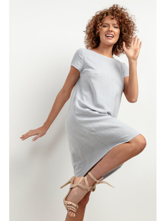 Tessita Tessita Sukienka letnia SUKIENKA_T403_2_M Szary Regular Fit
