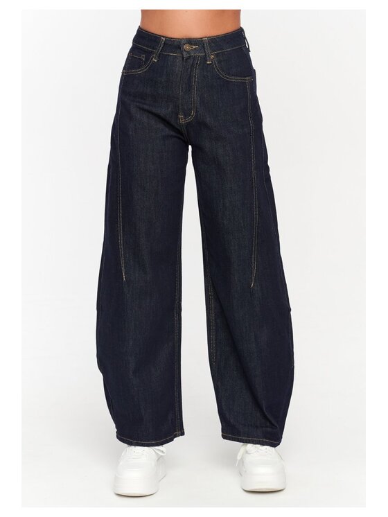 Makadamia Makadamia Jeansy C78 Granatowy Baggy Fit