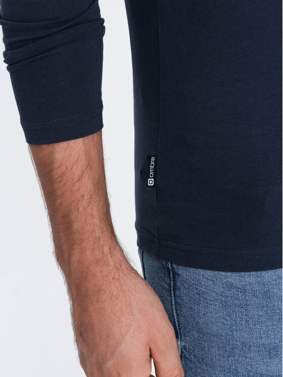 Ombre Ombre S dlouhým rukávem OM-LSCL-0110 Tmavomodrá Regular Fit
