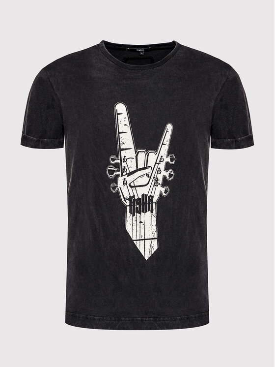 Tigha Tigha T-Shirt Rock "N" Roll Zander 106330 Czarny Regular Fit