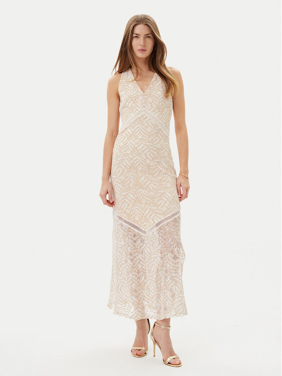 Guess Guess Rochie cocktail W5GT37 KCS90 Bej Slim Fit