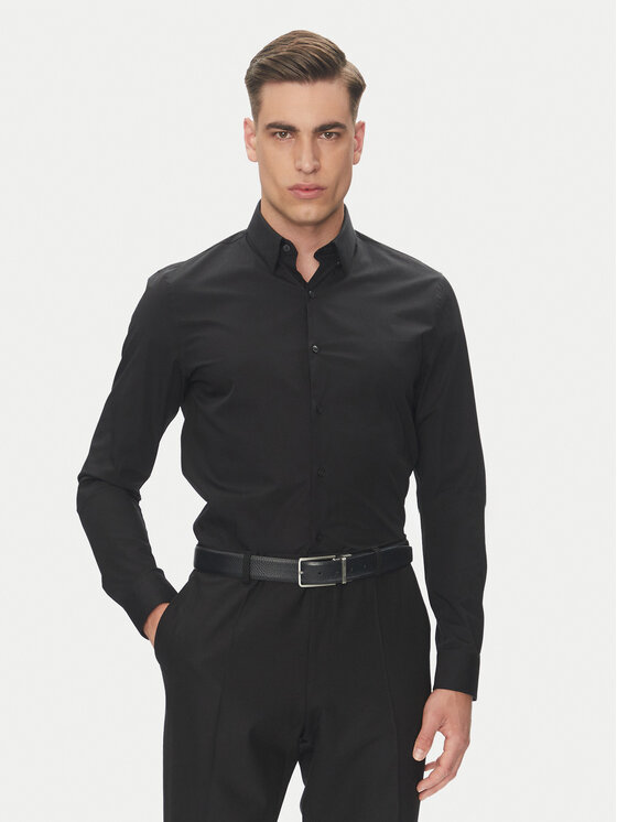 Calvin Klein Košeľa Essential LV019EU030 Čierna Slim Fit