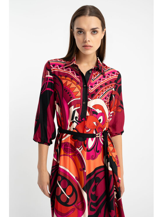 CLICK CLICK Φόρεμα καθημερινό 60-6151 Κόκκινο Regular Fit