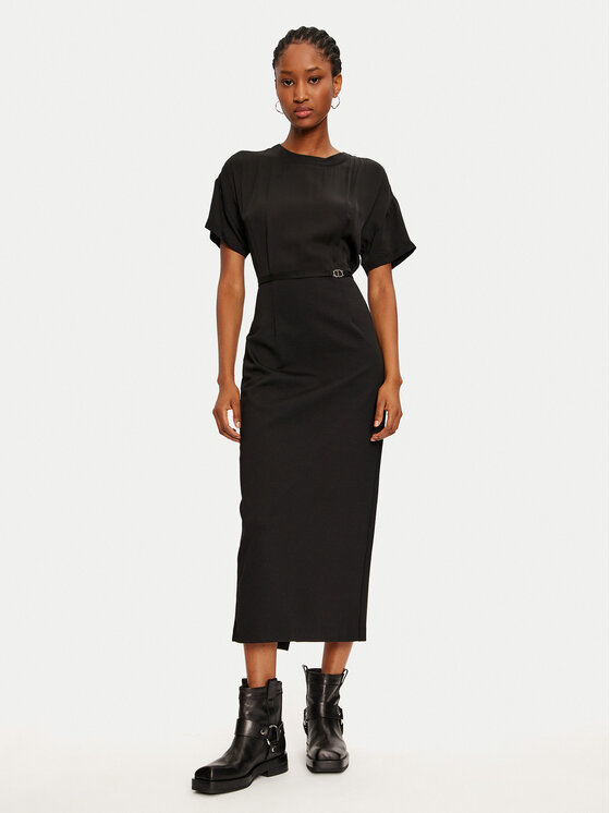 TWINSET TWINSET Φόρεμα υφασμάτινο 242TP2402 Μαύρο Loose Fit