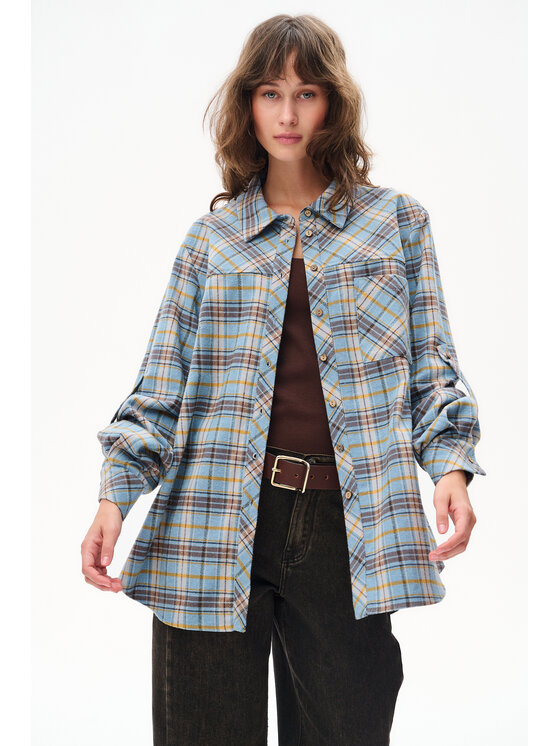 blue shadow blue shadow Koszula Balami Turkusowy Regular Fit