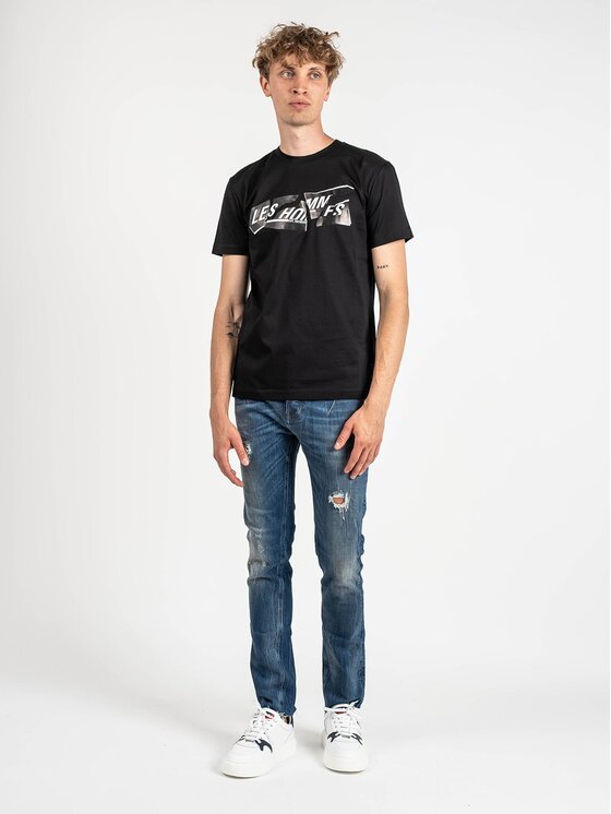 Les Hommes Les Hommes T-Shirt LLT202-717P | Round Neck T-Shirt Μαύρο Regular Fit