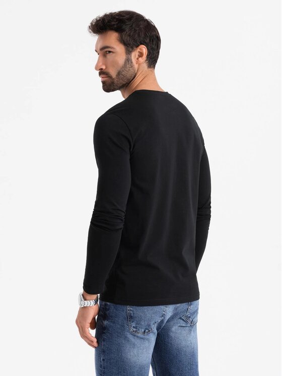 Ombre Ombre Longsleeve OM-LSBC-0124 Czarny Slim Fit
