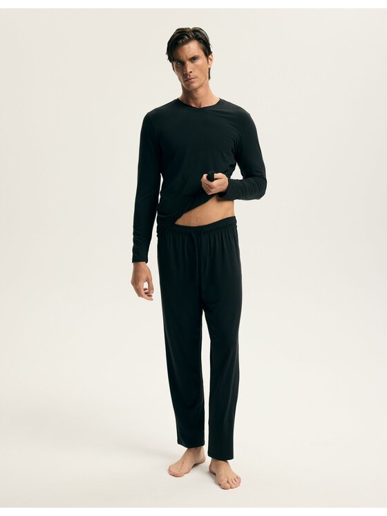 Esotiq Esotiq Piżama 44400 Czarny Regular Fit