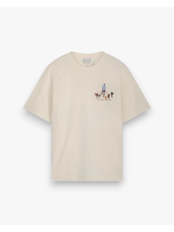 Filling Pieces Filling Pieces Sneakersy Filling Pieces T-shirt Dog Walker Antique White L Biały Boxy Fit