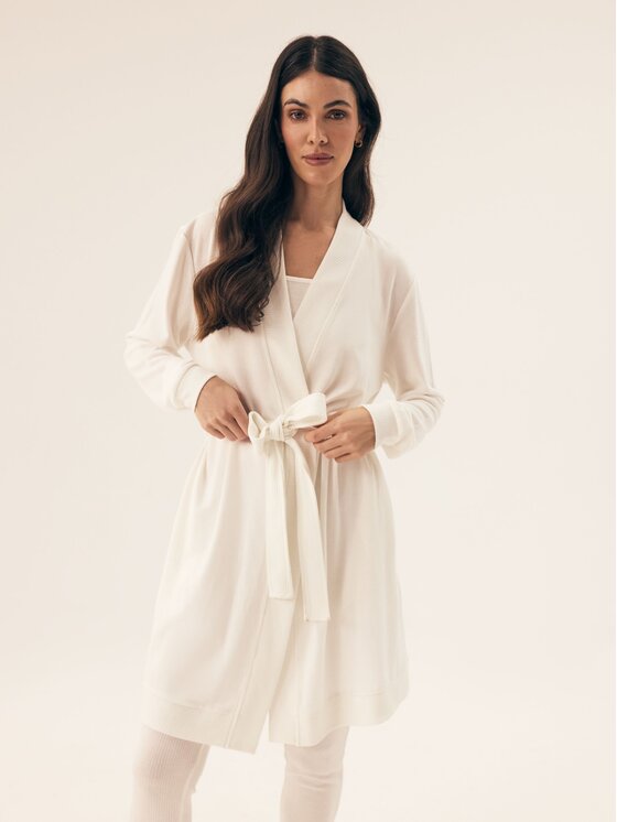 Esotiq Esotiq Szlafrok 42412 Biały Relaxed Fit