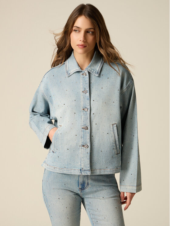Oltre Oltre Marynarka R401J000312N024 Turkusowy Baggy Fit
