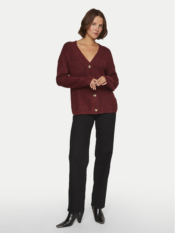 Vila Vila Kardigan 14101549 Czerwony Regular Fit