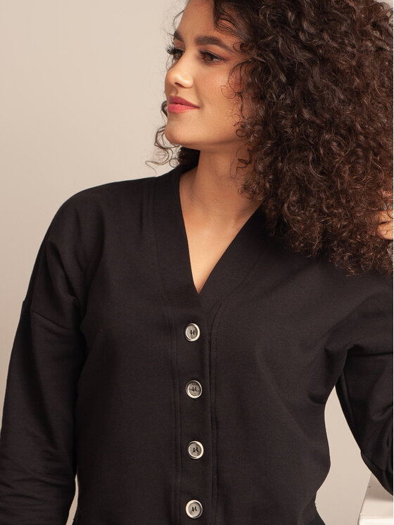 Willsoor Willsoor Kardigan 66972 Czarny Loose Fit