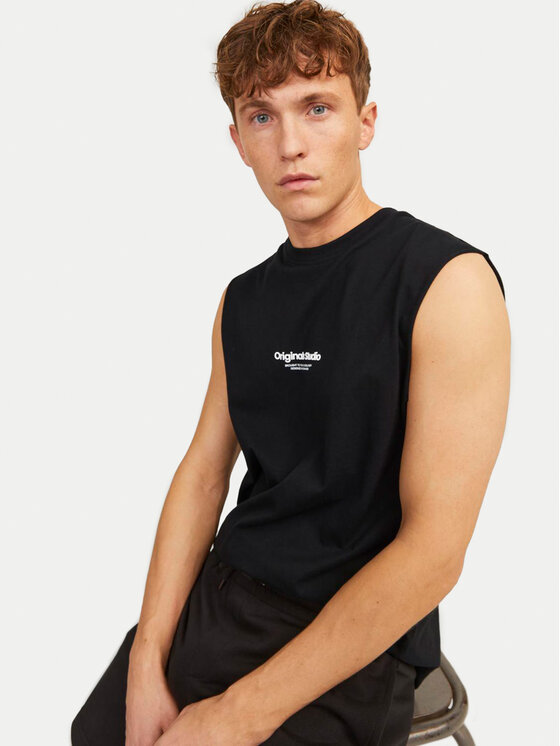 Jack&Jones Jack&Jones Majica brez rokavov Vesterbro 12250430 Črna Oversize